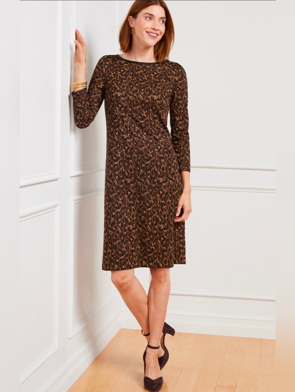 Talbots Jersey Leopard Print Dress Sz 10